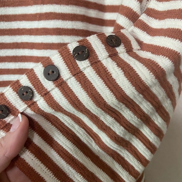 J Jill women's L P henna and cream stripe square neck 3/4 sleeve w/ buttons EUC - Picture 5 of 8